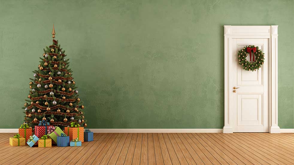 Bring the outside in Christmas tree green wall